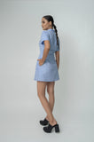 Qua Light Blue Zip-up Mini Dress