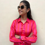 Plus size premium satin office shirt for women 