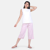 Comfortable Baby Pink Dot Pattern Cotton Silk Culottes