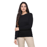 Black Cotton Full sleeves Women's Winter Pullover 