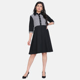 PowerSutra Women's Black Cotton Shirt Dress