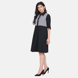 PowerSutra Women's Black Cotton Shirt Dress