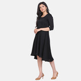 Black High Low Fit n Flare Officewear Dress