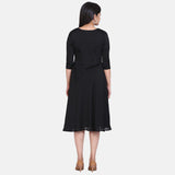 Black High Low Fit n Flare Officewear Dress