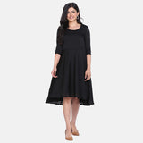 Black High Low Fit n Flare Officewear Dress