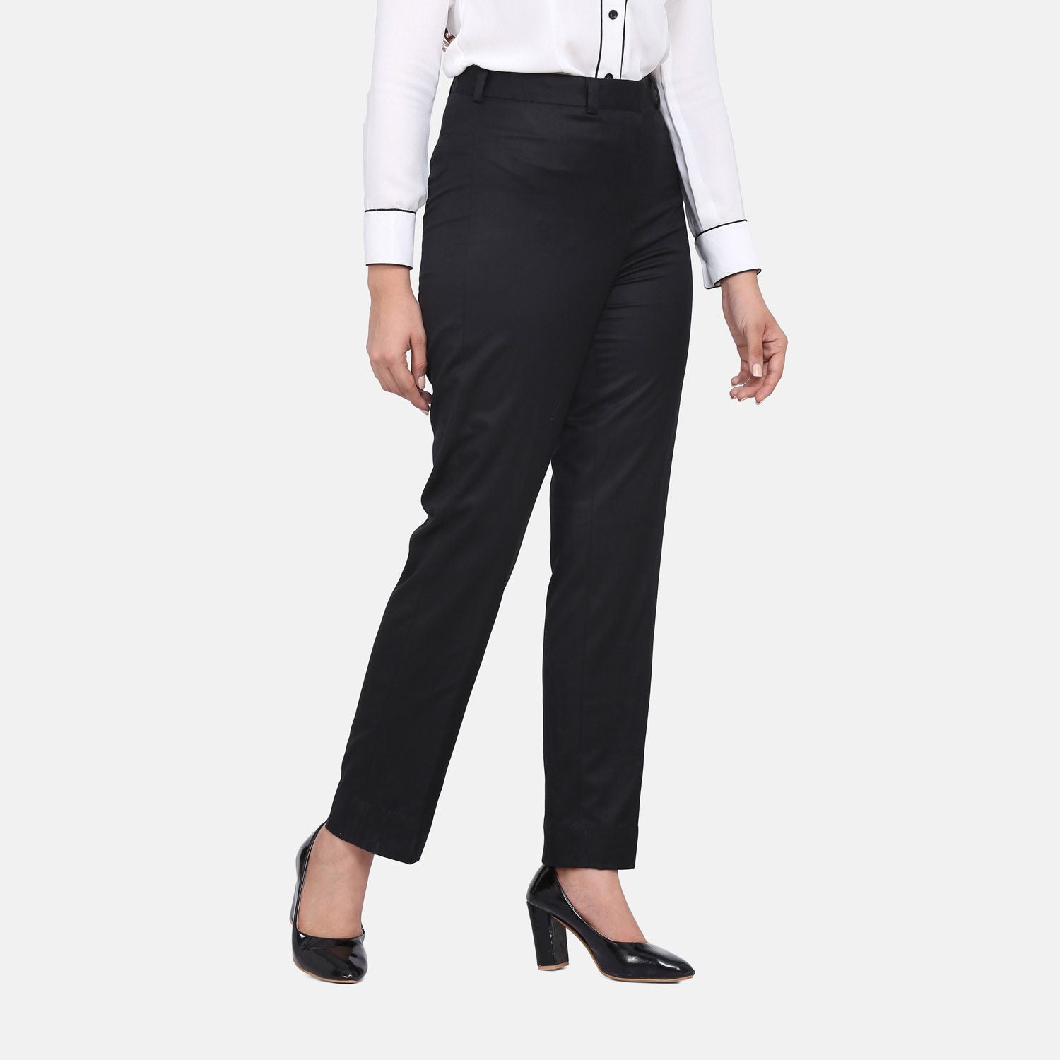 Buy Broadstar Women Black Wide Leg Loose Fit High-Rise Stretchable Formal  Trousers(Blk_3) at Amazon.in