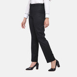 Women's Black Cotton Formal Trouser- PowerSutra