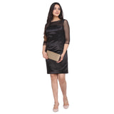 Women's Black Satin Formal Party Dress