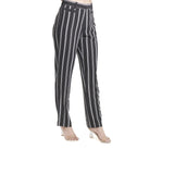 Black and White Striped Women's Regular Fit Trouser