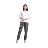 Black and White Striped Women's Regular Fit Trouser