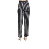 Black and White Striped Women's Regular Fit Trouser