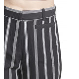 Black and White Striped Women's Regular Fit Trouser