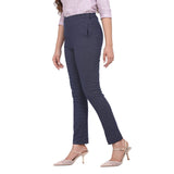 Women's Plus size Office Blue Cotton Pants