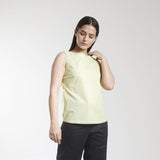 Boat Neck Cotton Linen Apple Green Top 