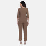 Brown Poly Moss classic Business Pant Suit