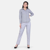 Women's Regular Fit Grey Poly Cotton Trouser