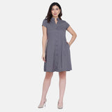 Women's Cotton Dark Grey Shirt Dress