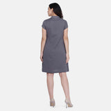 Women's Cotton Dark Grey Shirt Dress