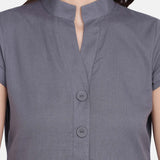 Women's Cotton Dark Grey Shirt Dress