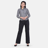 Women's Work Grey Check Collared Cotton Shirt