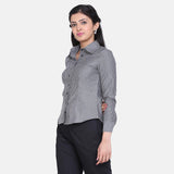 Women's Work Grey Check Collared Cotton Shirt