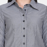 Women's Work Grey Check Collared Cotton Shirt