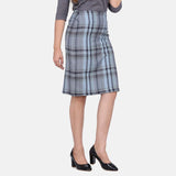 Multicolor Checkered Straight Cotton Skirt 