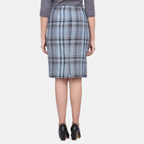 Multicolor Checkered Straight Cotton Skirt 