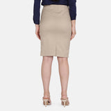 Women's Cotton Work Beige Straight Skirt