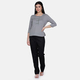 PowerSutra Laurel Grey Button Detail Top