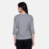 PowerSutra Laurel Grey Button Detail Top