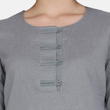 PowerSutra Laurel Grey Button Detail Top