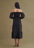 Black dress with puff sleeves 
