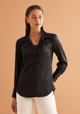 Formal Black Women's Satin Shirt