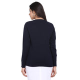 Navy Blue 100% Cotton knitted Pullover 