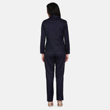 Formal work wear Navy Blue Poly Cotton Pant Suit