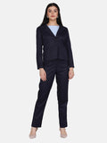 Formal work wear Navy Blue Poly Cotton Pant Suit