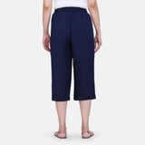 Relaxed Fit Navy Blue Rayon Culottes