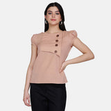 Casual Wear Women's Peach Cotton Top