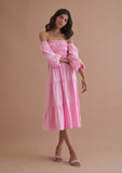 Pink puff sleeve dress 