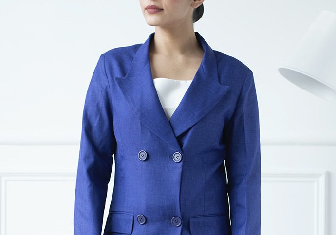 Stylish Women's Double Breast Pant Suit - Royal Blue – The