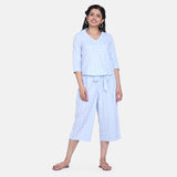 Sky Blue Check Cotton Culottes Co-ord