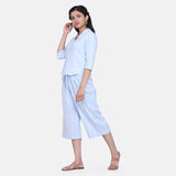 Sky Blue Check Cotton Culottes Co-ord