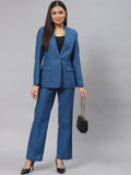 Two Piece Set Women Formal Blue Pant Suits Female Office