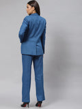 Two Piece Set Women Formal Blue Pant Suits Female Office