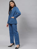 Two Piece Set Women Formal Blue Pant Suits Female Office