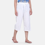 Women's White 100% Cotton Culottes