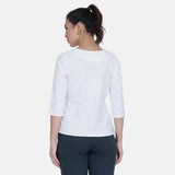 Comfort fit White Cotton Flap & wood Button Top