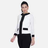 White and Black with Pockets Retro Style Top