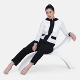 White and Black with Pockets Retro Style Top